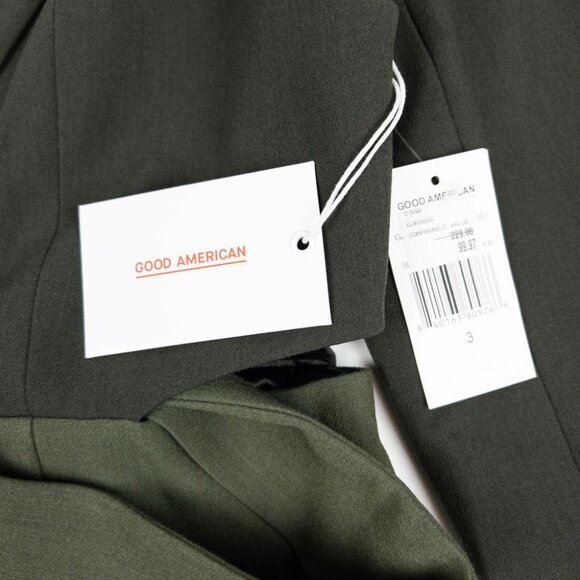 Good American Blazer Jacket Women's 3 Two-Tone Sage Green Side Slit Belted - Picture 4 of 16